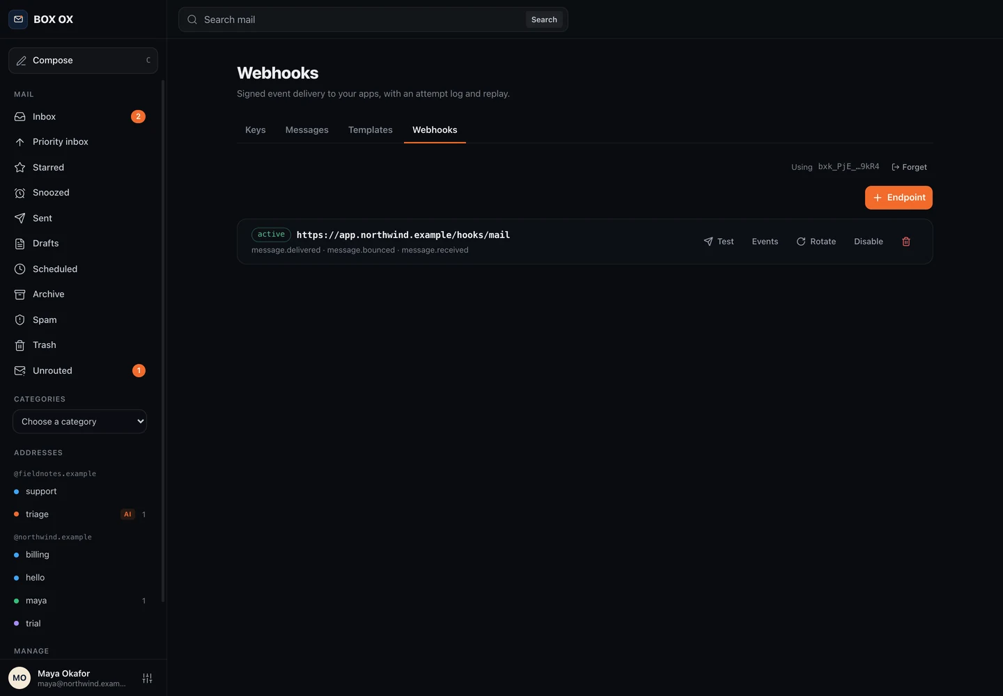 Signed webhooks in the Box Ox desktop app